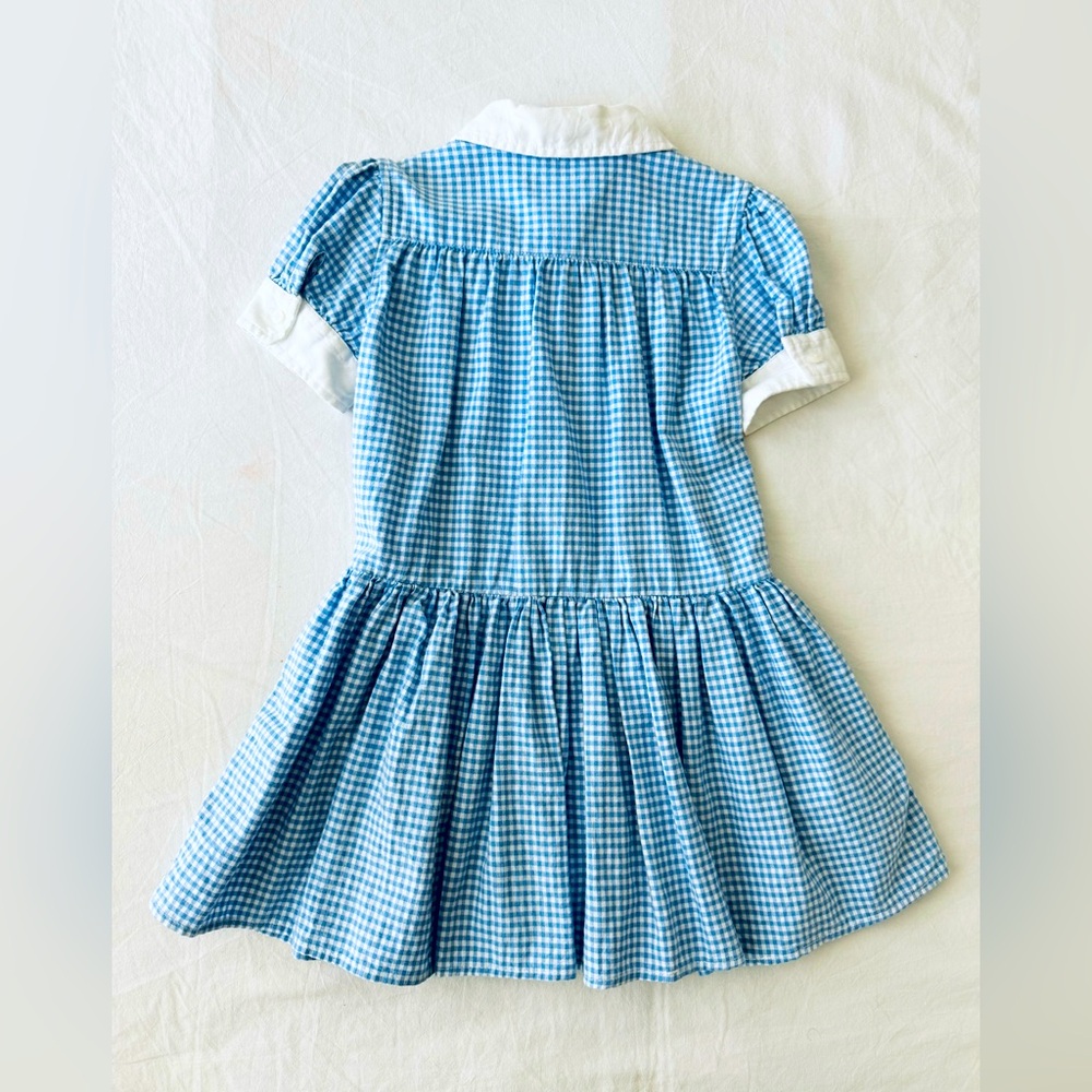 Ralph Lauren Blue Gingham Cotton Shirt Dress Toddler Girl Preppy - Picture 2 of 4